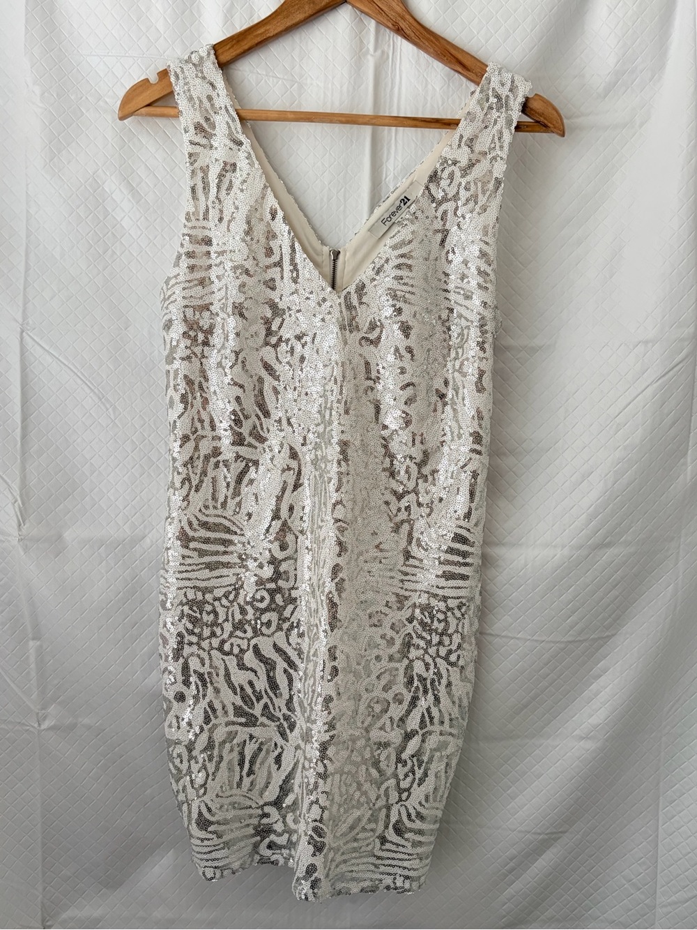 Forever 21 Ivory Sequin V-Neck Midi Dress